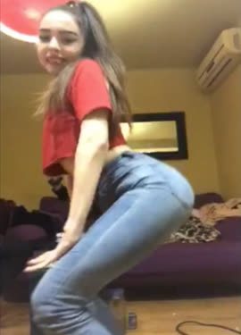 teen showing that booty in tight jeans